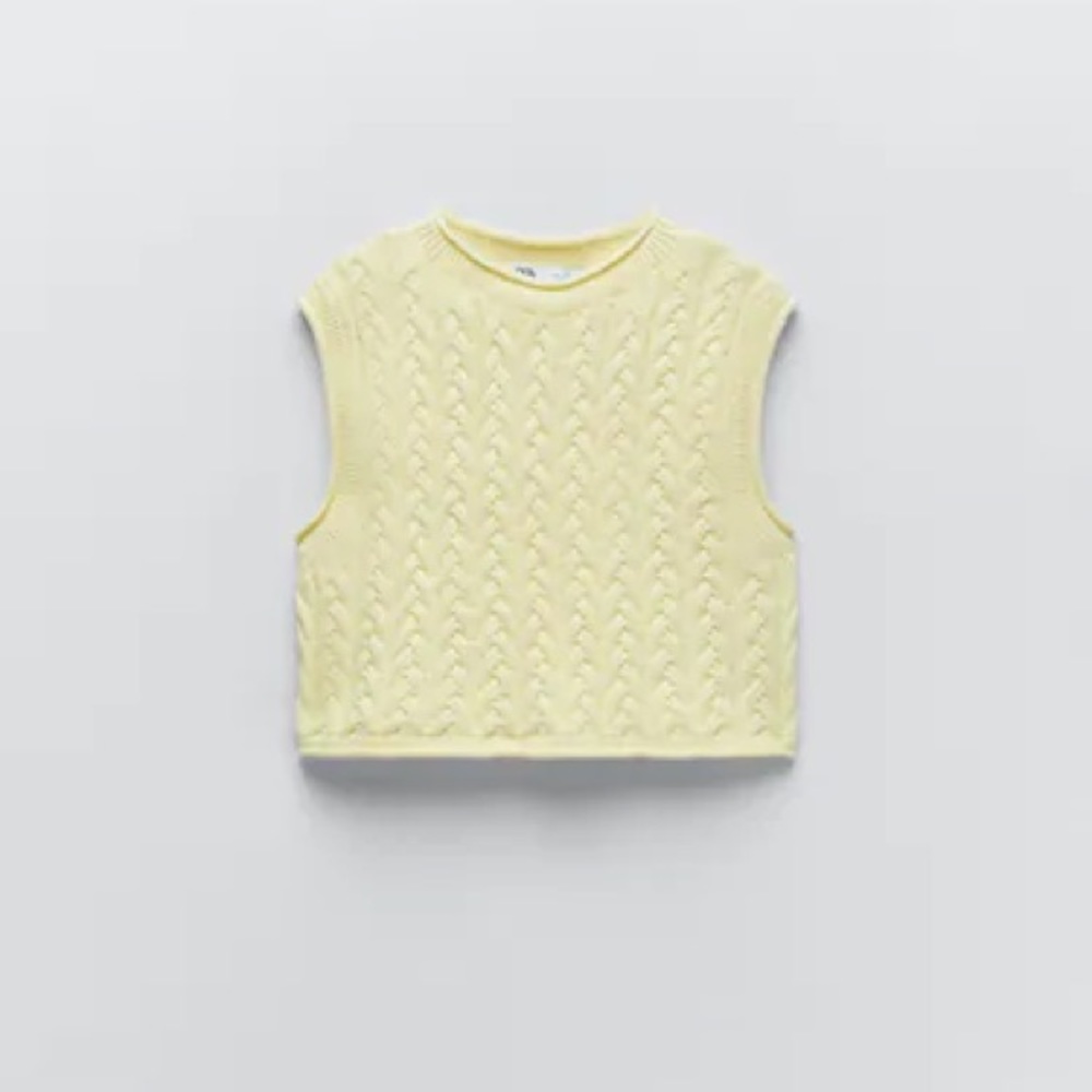 Zara Yellow Knit Cropped Vest